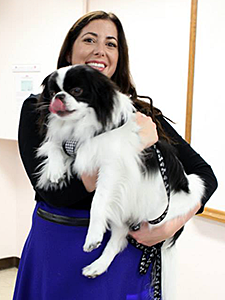 In her role as Alliance spokesperson, Stephanie is sometimes accompanied by her own beloved rescue dog, a Japanese Chin named Keiko, as she was at the first annual Remember Me Thursday event held in September 2013. (Photo by reFABRICATION)