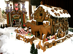 Gingerbread Homes for Animals featured beautiful pastry creations such as Kitty Kastle by Chef Martin Howard, Brasserie 8 1/2, and Horse Haven by Chef Andrea Lekberg, Sweet Melissa Patisserie. (Photo by Rick Edwards, Rational Animal)