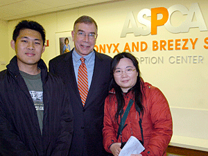 ASPCA President Ed Sayres welcomed Bob and Emma at the ASPCA's recently expanded shelter and adoption facility.
