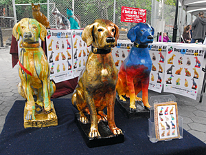 Some of 'The Art Dogs & Cats of NY' were displayed at Adoptapalooza on September 12. (Photo by Dana Edelson)