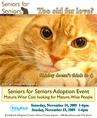 KittyKind Seniors for Seniors Adoption Event - November 14-15, 2009