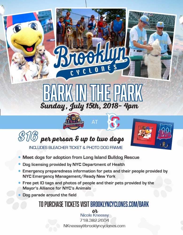 Bark in the Park flyer 2018